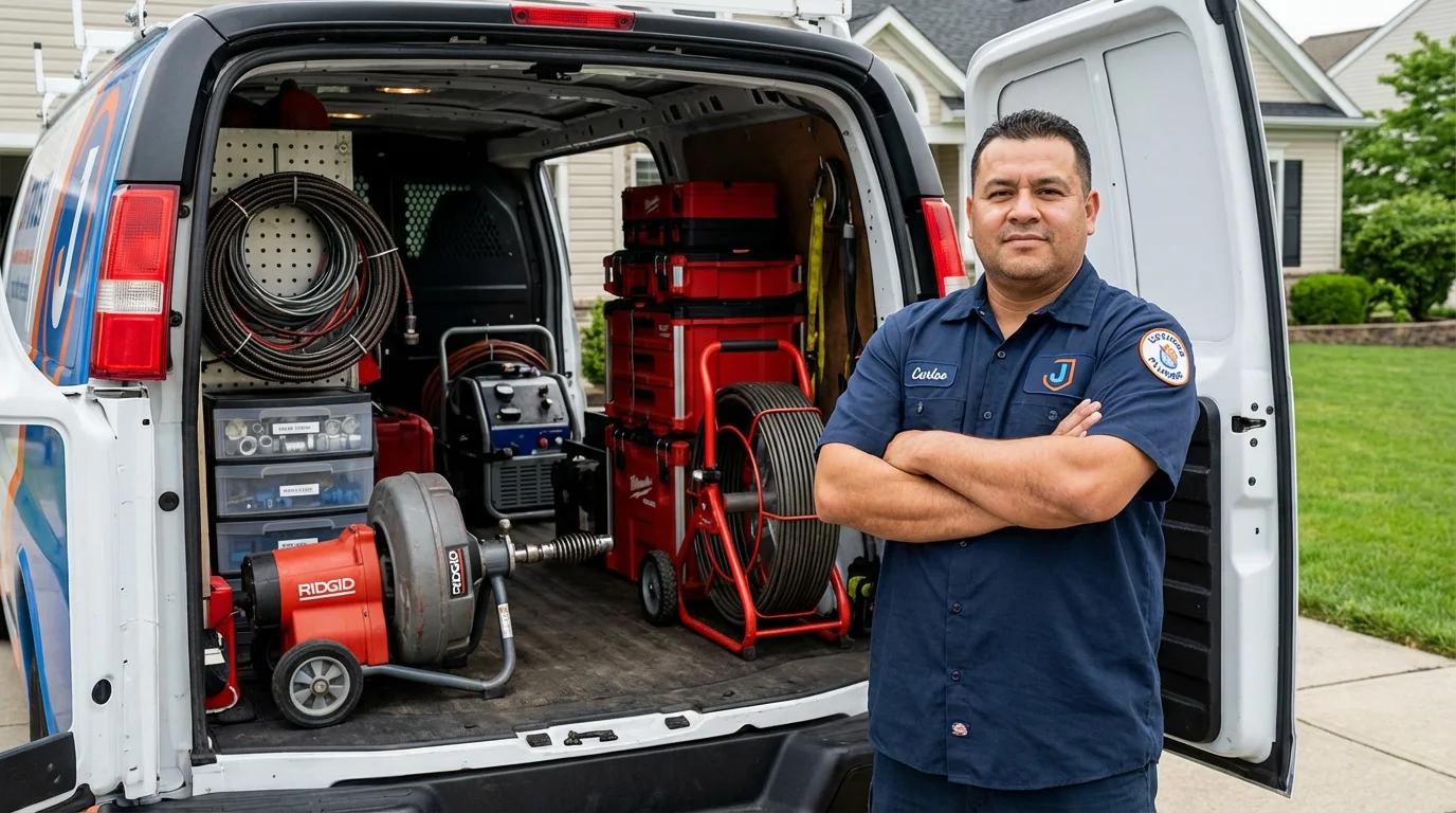 Professional drain cleaning equipment and Johns Plumbing LLC plumber in Westlake