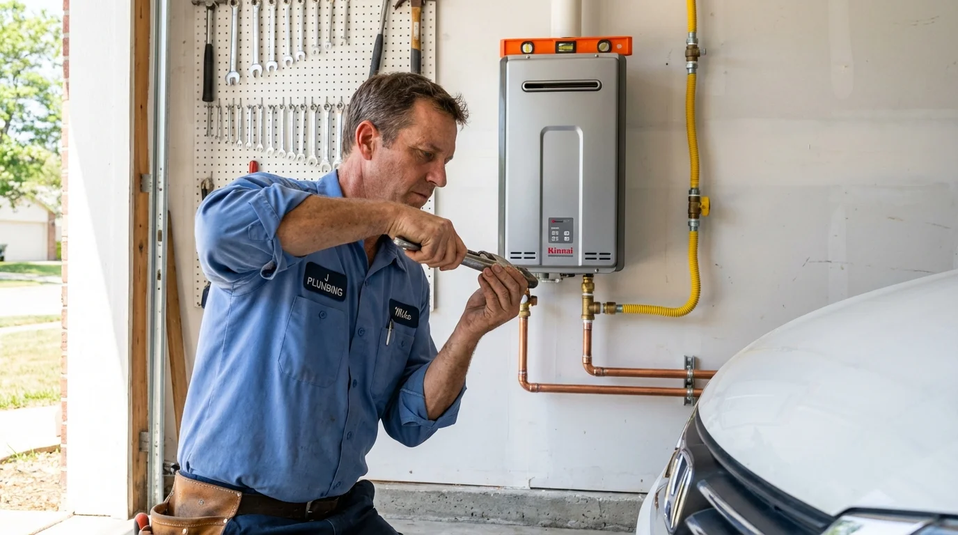 Tankless water heater installation by a Johns Plumbing LLC plumber in Westlake